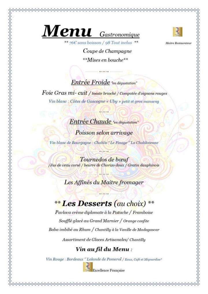 Menu Gastronomique Châtillon-Coligny